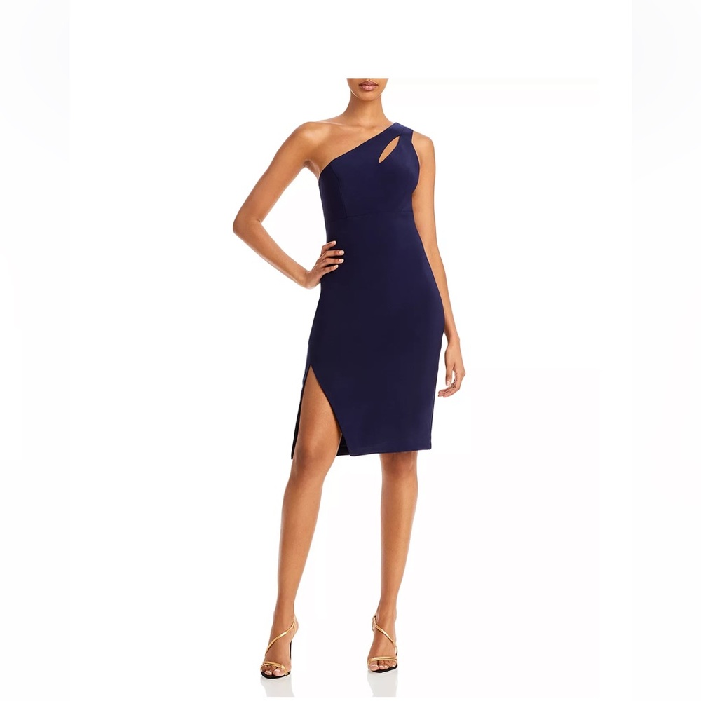 One Shoulder Navy Dress